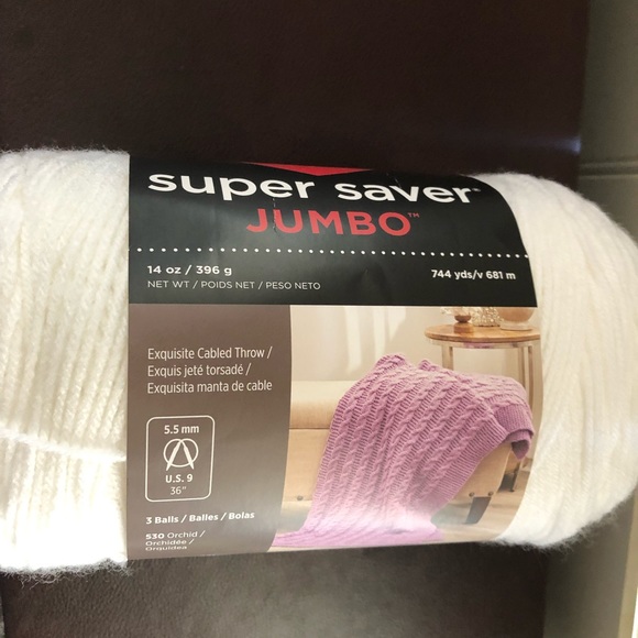 Two Skeins of RED HEART SUPER SAVER JUMBO Yarn.14 oz. 4 Medium.WHITE/ BLANC. NWT - Picture 4 of 6